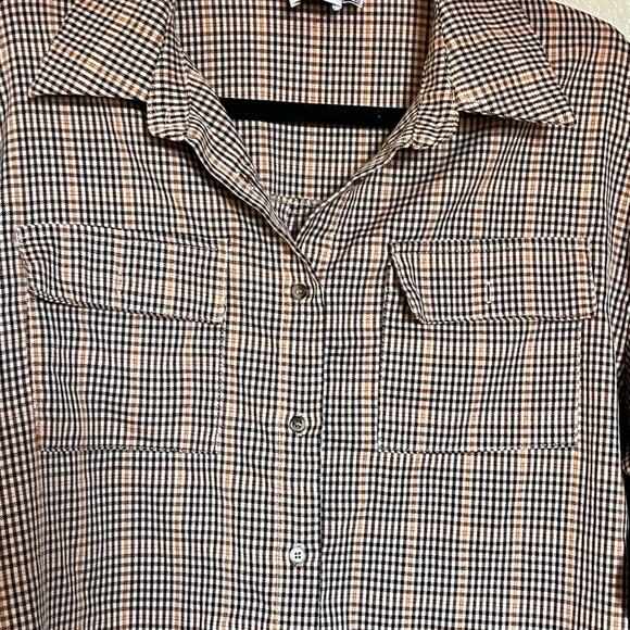 Princess Polly Brown Plaid Button-Up Shirt size 6 - Picture 7 of 11